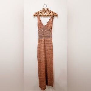 Ronny Kobo Collection Brown Knit Midi Dress